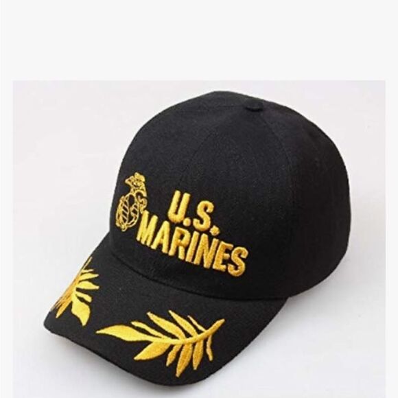 Marines Baseball Cap USAAmerican Flag Embroidered Washed Cotton Sunhat Black New - Picture 3 of 10